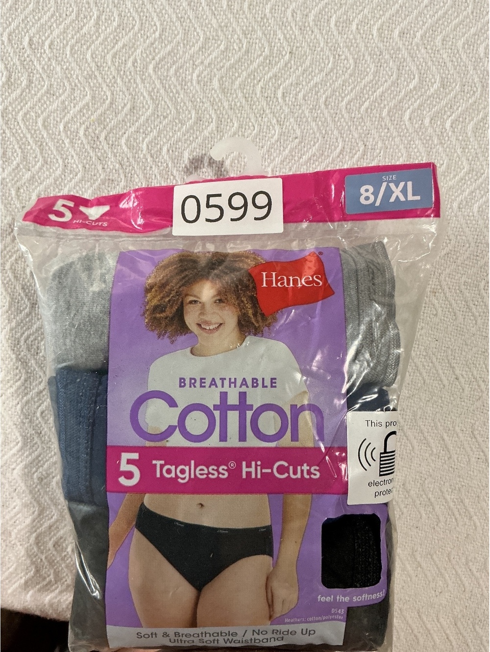 Hanes Breathable Cotton Tagless Hi-Cut Panties 5-Pack Size 8/XL